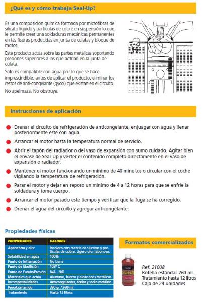 ADITIVOS 1008 - TAPAFUGAS Y SELLA CULATAS CIRCUITO REFRIGERACION SEAL-UP